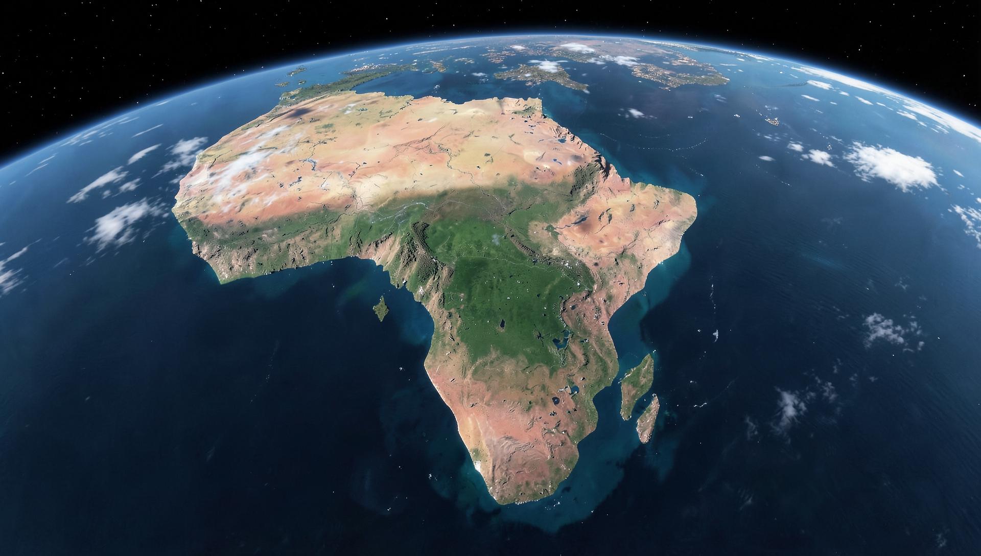 Satellite view of the African continent from orbit.